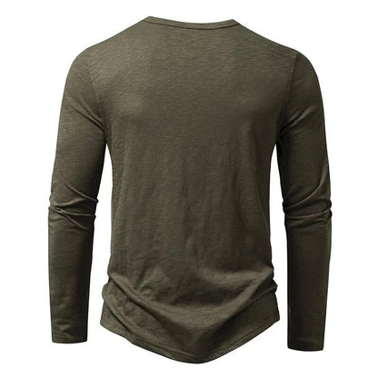 Slim-fit cotton henley casual shirt for men | Dixon -6