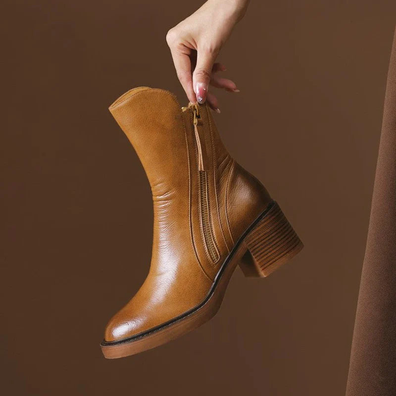 High-heel metal-zip ankle boots for women | Selene -2
