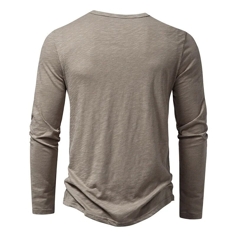 Slim-fit cotton henley casual shirt for men | Dixon -3