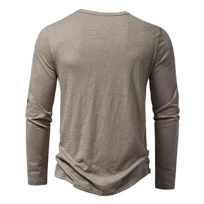 Slim-fit cotton henley casual shirt for men | Dixon -3