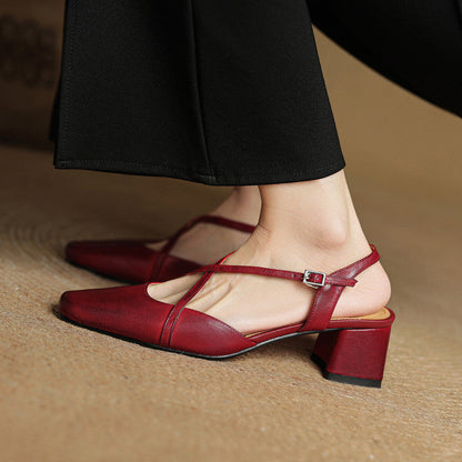 Closed-toe block-heel buckle sandals for women | Cecelia -3