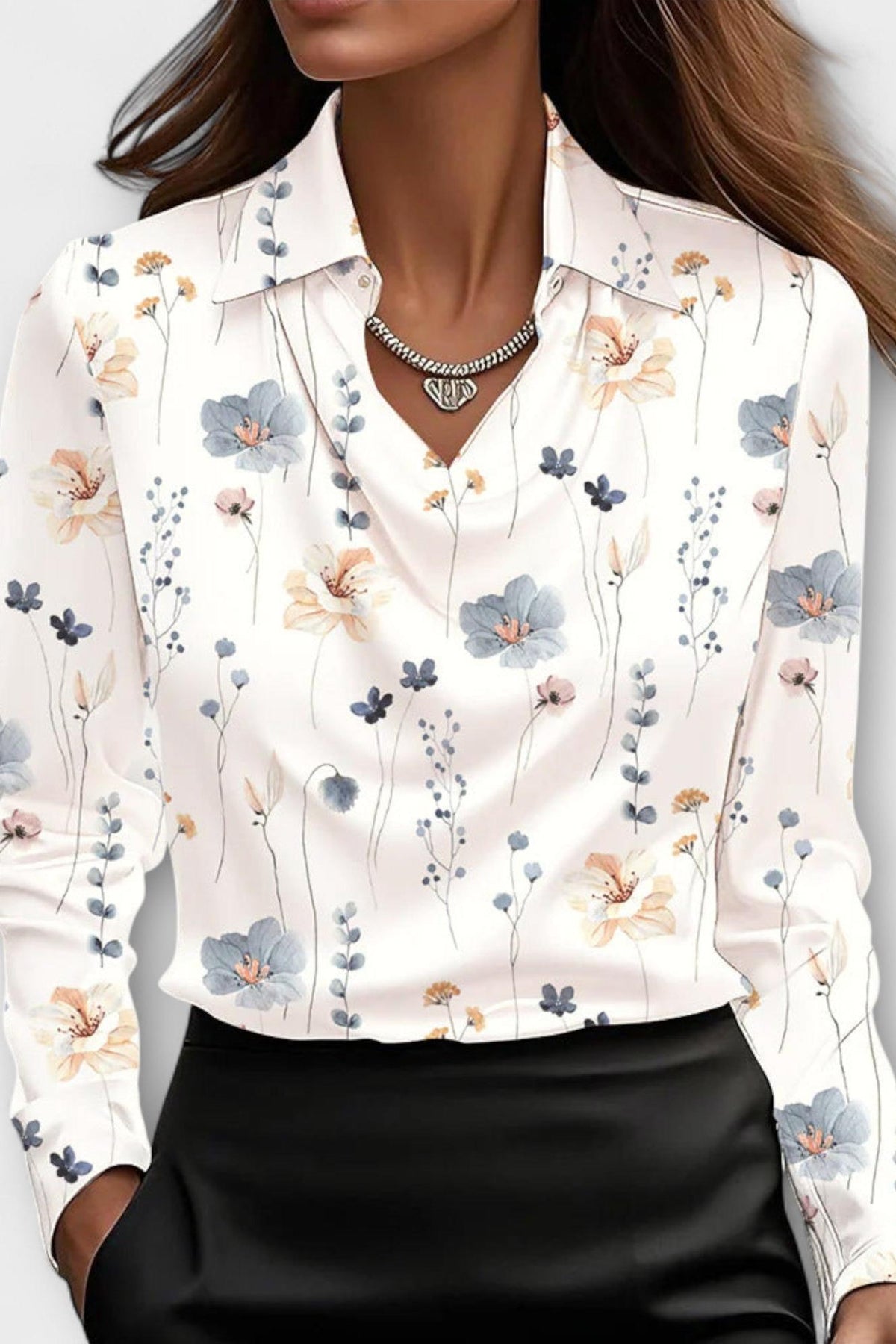 Satin shimmering elegant everyday blouse for women | Sofia -10