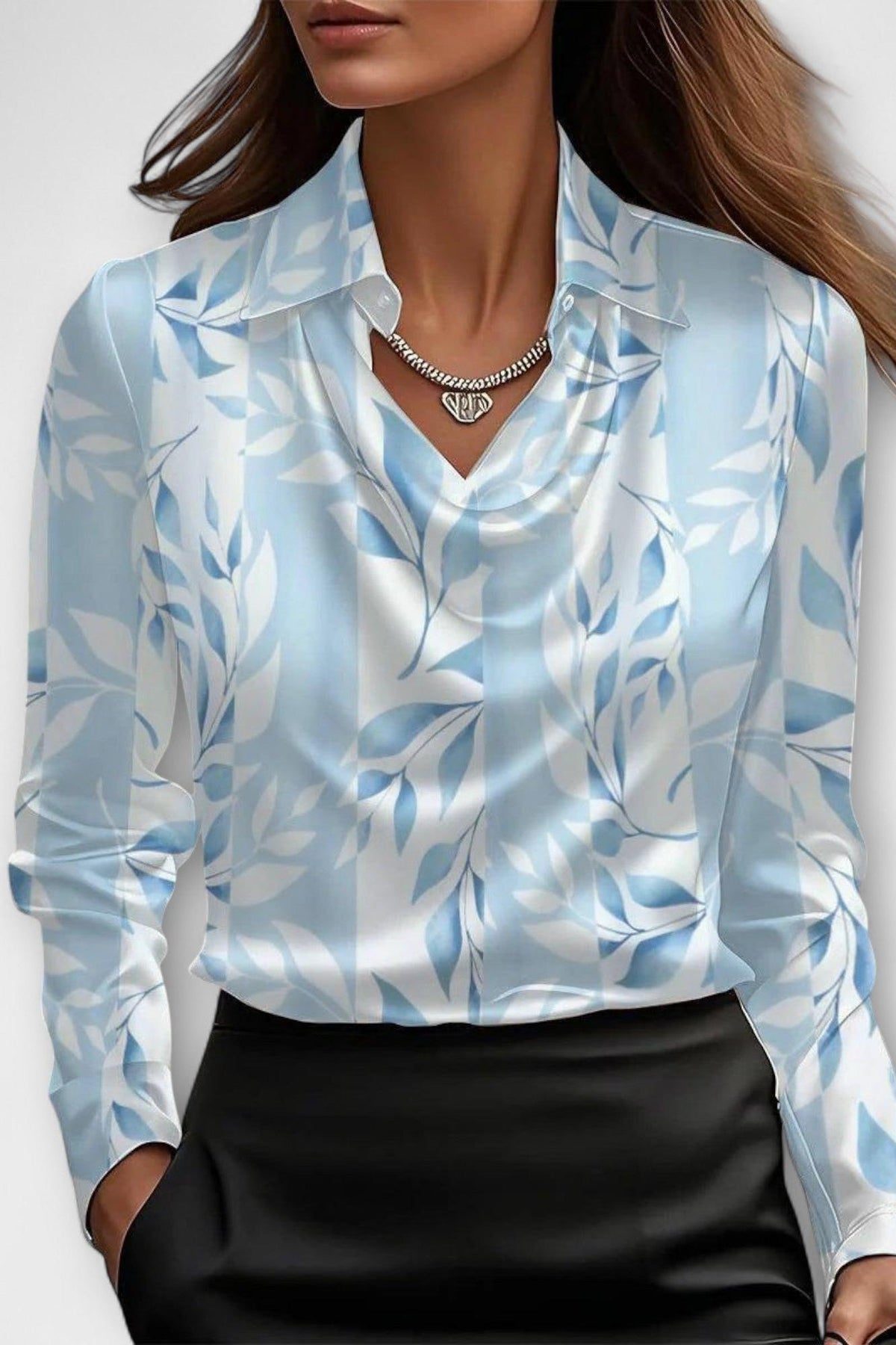 Satin shimmering elegant everyday blouse for women | Sofia -6