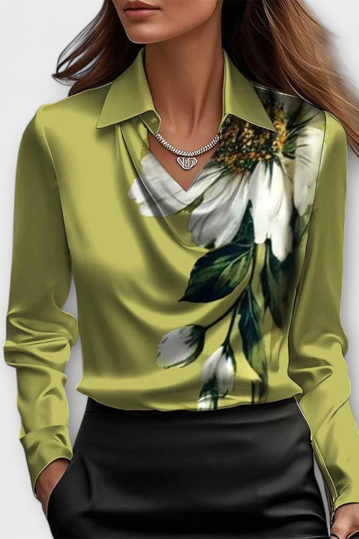 Satin shimmering elegant everyday blouse for women | Sofia -8