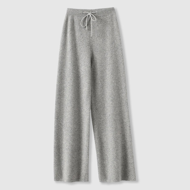 Wide-leg drawstring waist knit everyday trousers for women | Amoretti Sofia -6