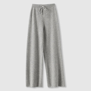 Wide-leg drawstring waist knit everyday trousers for women | Amoretti Sofia -6
