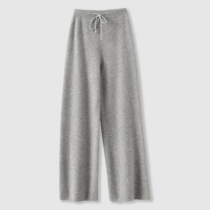 Wide-leg drawstring waist knit everyday trousers for women | Amoretti Sofia -6