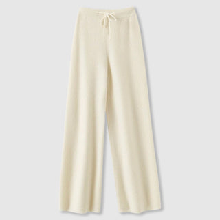 Wide-leg drawstring waist knit everyday trousers for women | Amoretti Sofia -5