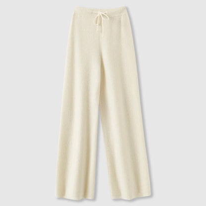 Wide-leg drawstring waist knit everyday trousers for women | Amoretti Sofia -5