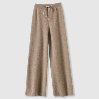 Wide-leg drawstring waist knit everyday trousers for women | Amoretti Sofia -2