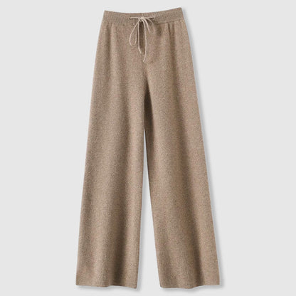 Wide-leg drawstring waist knit everyday trousers for women | Amoretti Sofia -2