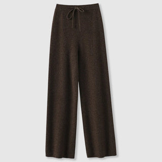Wide-leg drawstring waist knit everyday trousers for women | Amoretti Sofia -3