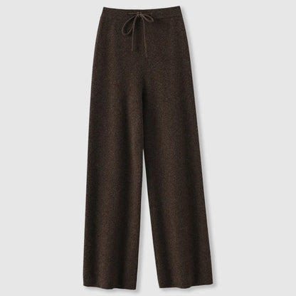 Wide-leg drawstring waist knit everyday trousers for women | Amoretti Sofia -3