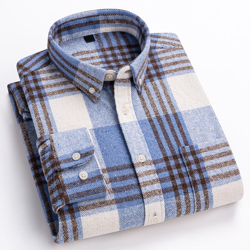 Classic plaid long-sleeve everyday shirt for men | Essentiel Theodore -3