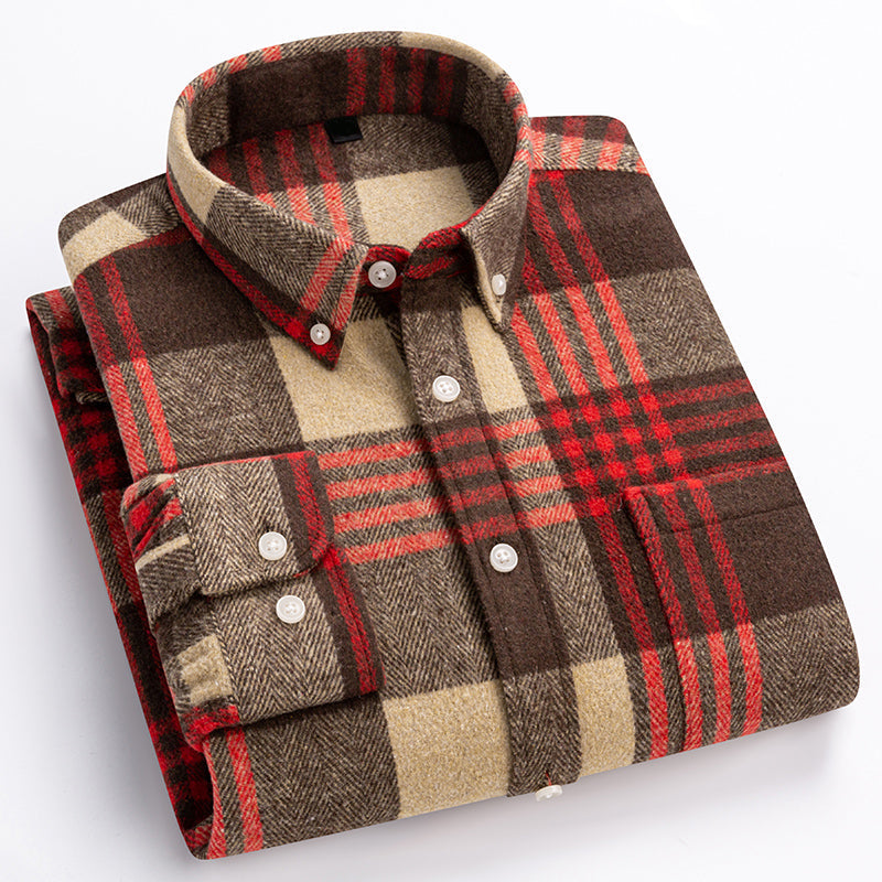 Classic plaid long-sleeve everyday shirt for men | Essentiel Theodore -1