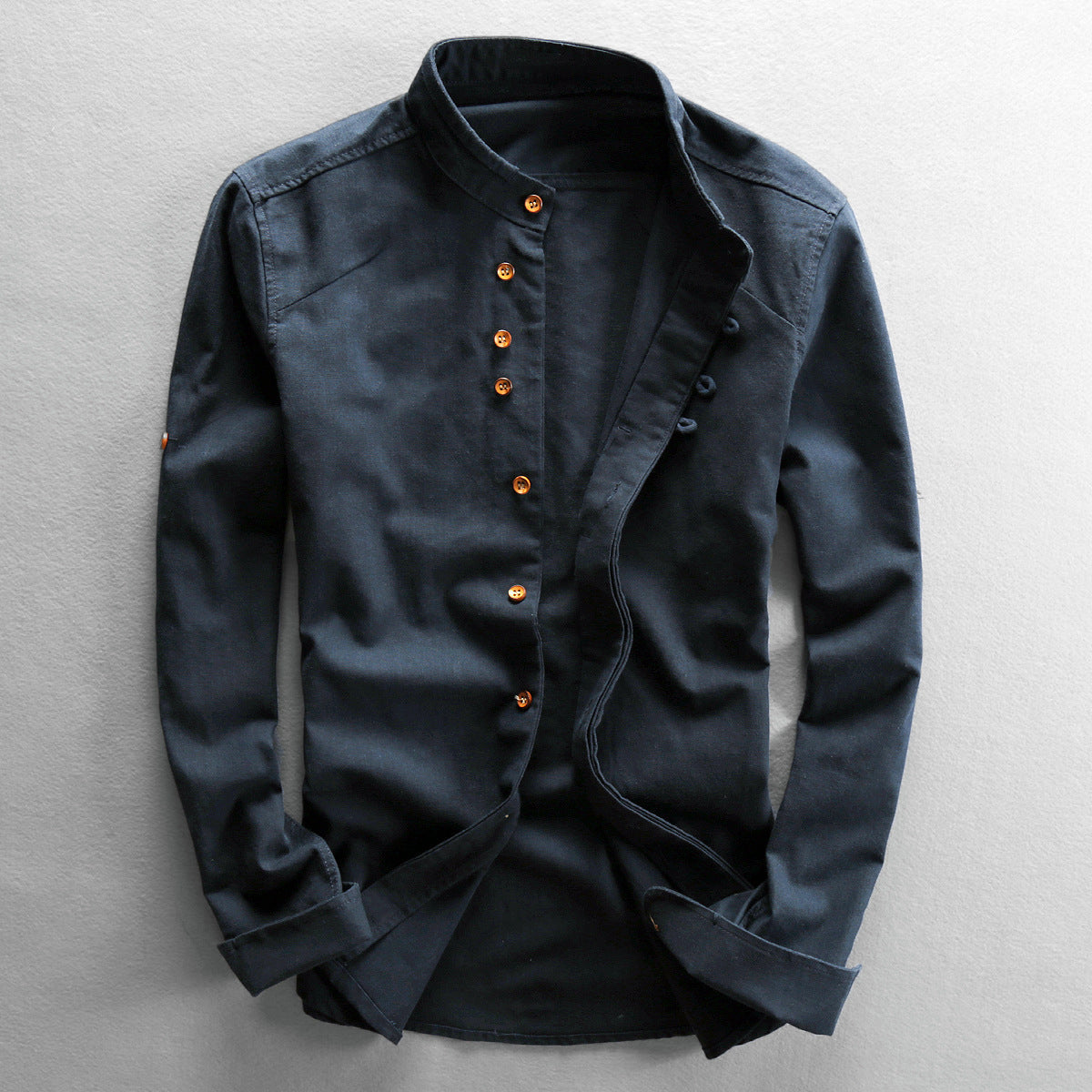 High-collar long-sleeve everyday casual shirt for men | Osaka Theodore -2