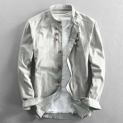 High-collar long-sleeve everyday casual shirt for men | Osaka Theodore -3