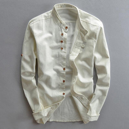 High-collar long-sleeve everyday casual shirt for men | Osaka Theodore -4