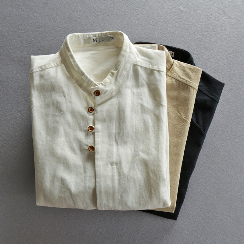 High-collar long-sleeve everyday casual shirt for men | Osaka Theodore -6