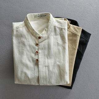 High-collar long-sleeve everyday casual shirt for men | Osaka Theodore -6