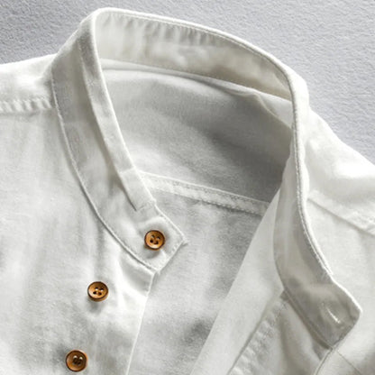 High-collar long-sleeve everyday casual shirt for men | Osaka Theodore -8