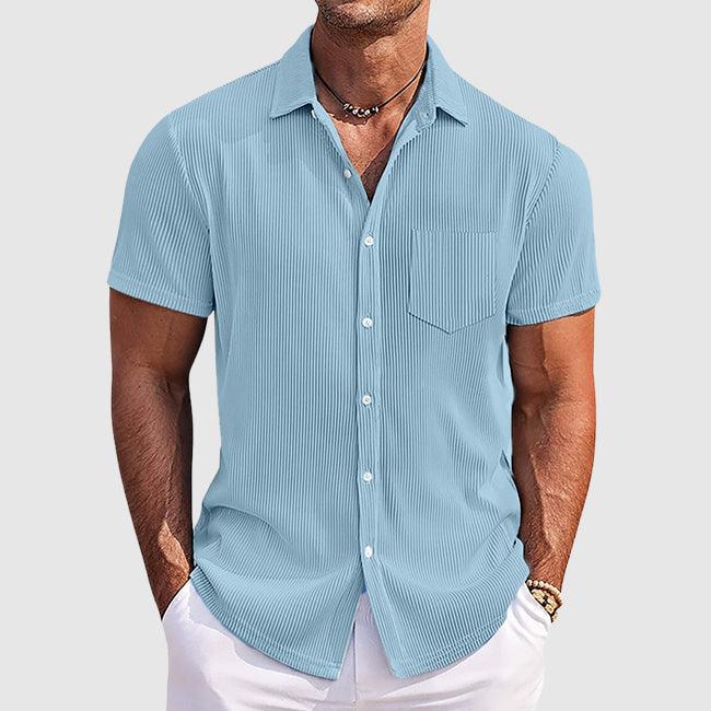 Striped short-sleeve summer casual shirt for men | Summer Theodore -1