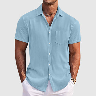 Striped short-sleeve summer casual shirt for men | Summer Theodore -1