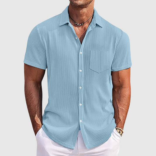 Striped short-sleeve summer casual shirt for men | Summer Theodore -1