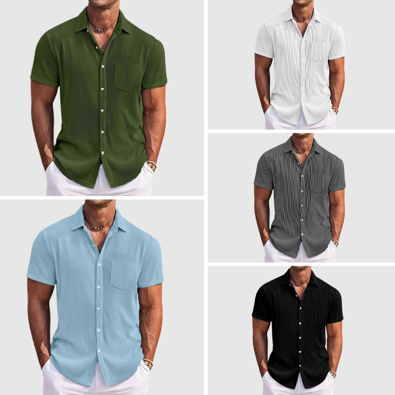 Striped short-sleeve summer casual shirt for men | Summer Theodore -6