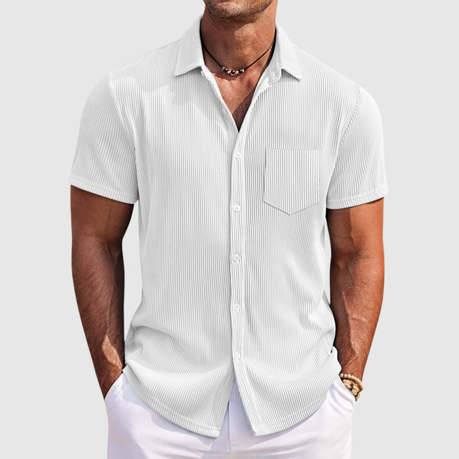 Striped short-sleeve summer casual shirt for men | Summer Theodore -3