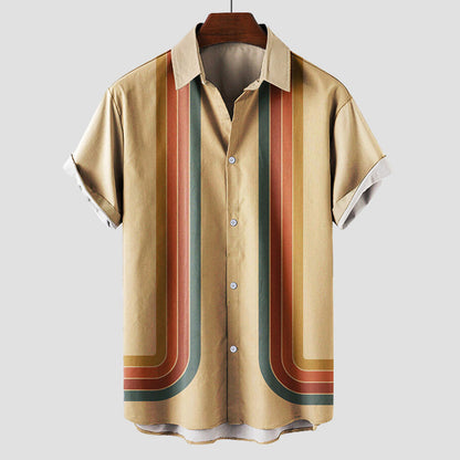 Retro striped short-sleeve casual summer shirt for men | Summertime Theodore -2
