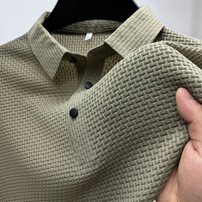 Knitted short-sleeve polo everyday shirt for men | Venice Theodore -3