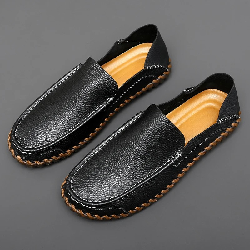 Leather and suede rubber-sole loafers for men | Bennett -10