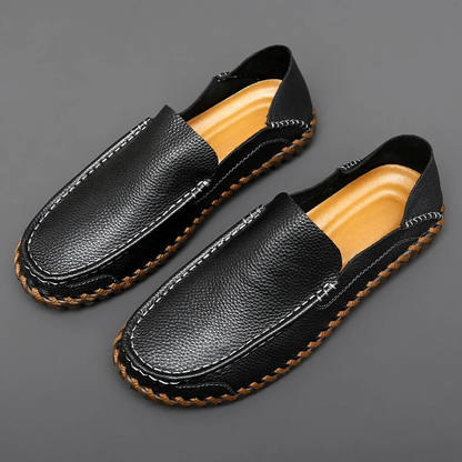 Leather and suede rubber-sole loafers for men | Bennett -10