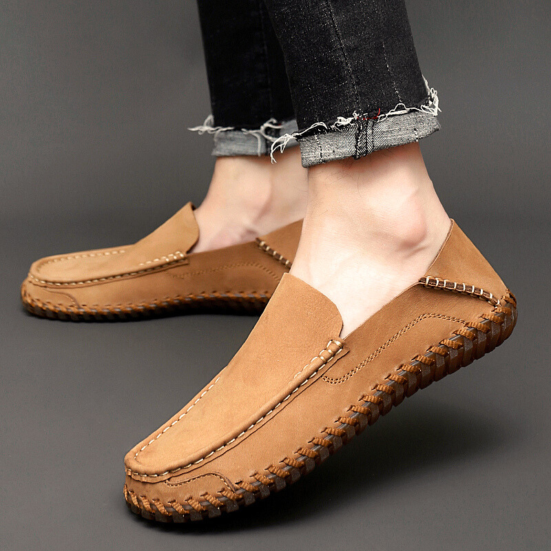 Leather and suede rubber-sole loafers for men | Bennett -7