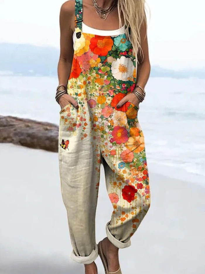 Boho print flowy everyday jumpsuit for women | Wildflower -1