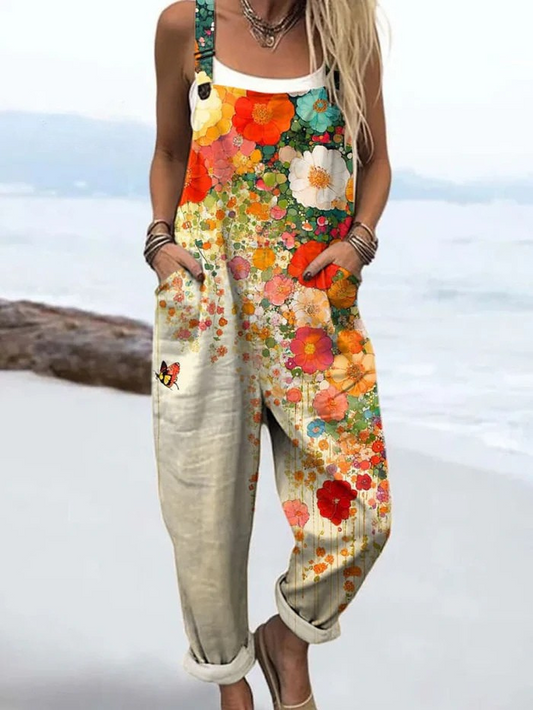 Boho print flowy everyday jumpsuit for women | Wildflower -1