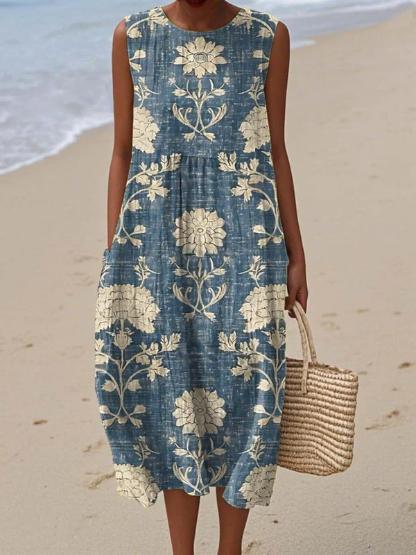 Boho flowy everyday midi dress for women | Belle -1