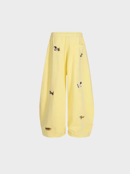 Embroidered barrel-leg casual sweatpants for women | Amalfi -9