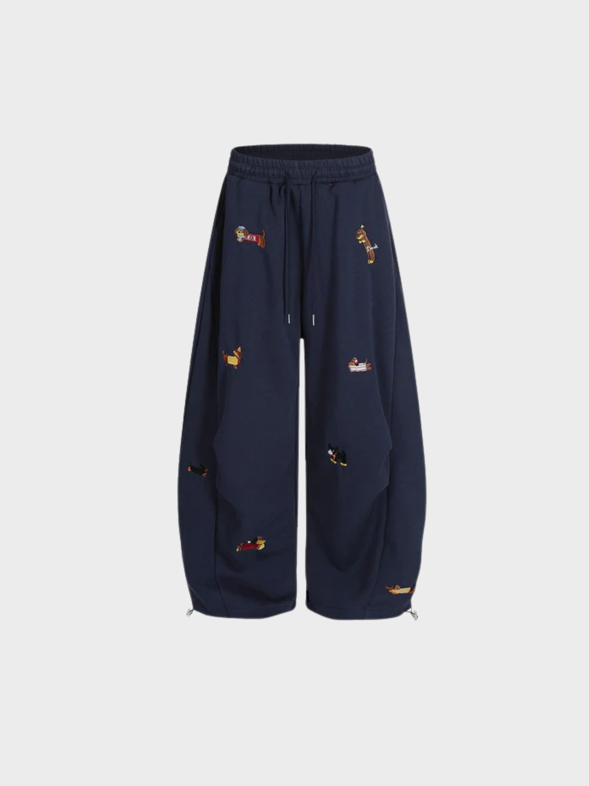 Embroidered barrel-leg casual sweatpants for women | Amalfi -3