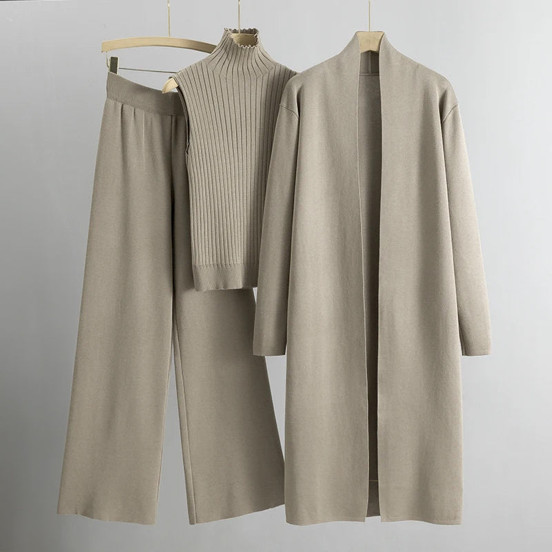 Three-piece sleeveless turtleneck wide-leg trouser set for women | Vicenza Valentina -2