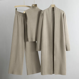 Three-piece sleeveless turtleneck wide-leg trouser set for women | Vicenza Valentina -2