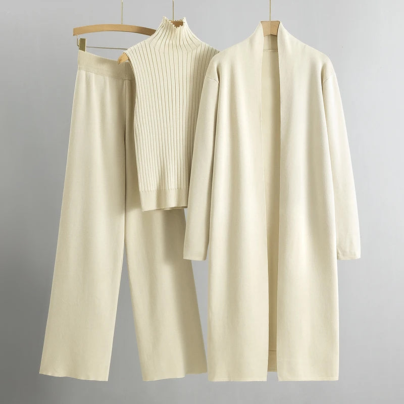 Three-piece sleeveless turtleneck wide-leg trouser set for women | Vicenza Valentina -1