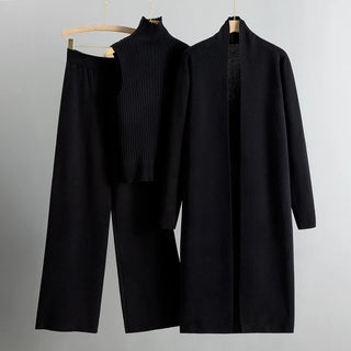 Three-piece sleeveless turtleneck wide-leg trouser set for women | Vicenza Valentina -3