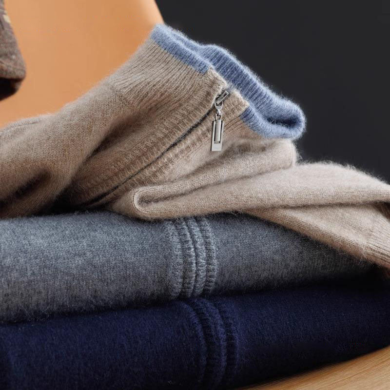 Pure cashmere zip everyday jacket for men | Riku -11