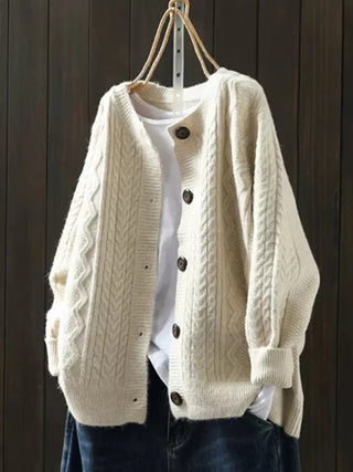 Valmera | Women's Cable Knit V Neck Cardigan with Buttons