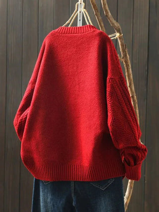 Valmera | Women's Cable Knit V Neck Cardigan with Buttons