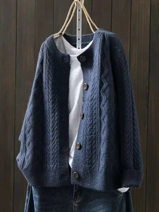 Valmera | Women's Cable Knit V Neck Cardigan with Buttons