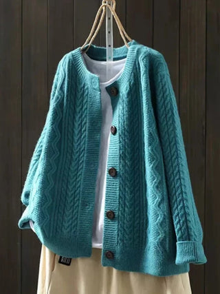 Valmera | Women's Cable Knit V Neck Cardigan with Buttons