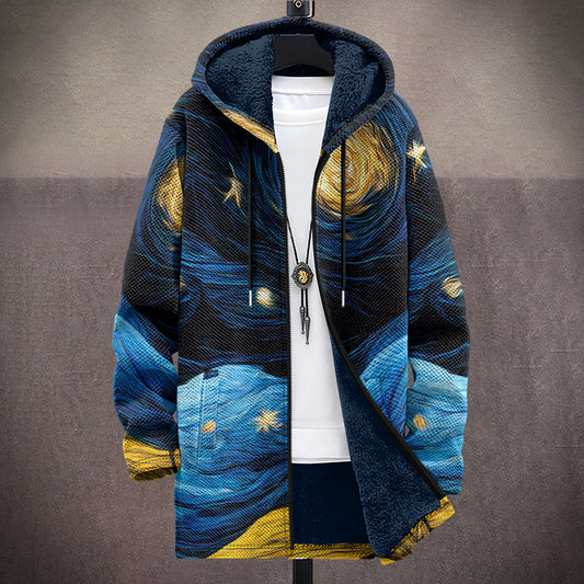 Art-inspired patterned long cardigan with relaxed fit Unisex | Waverley Muse